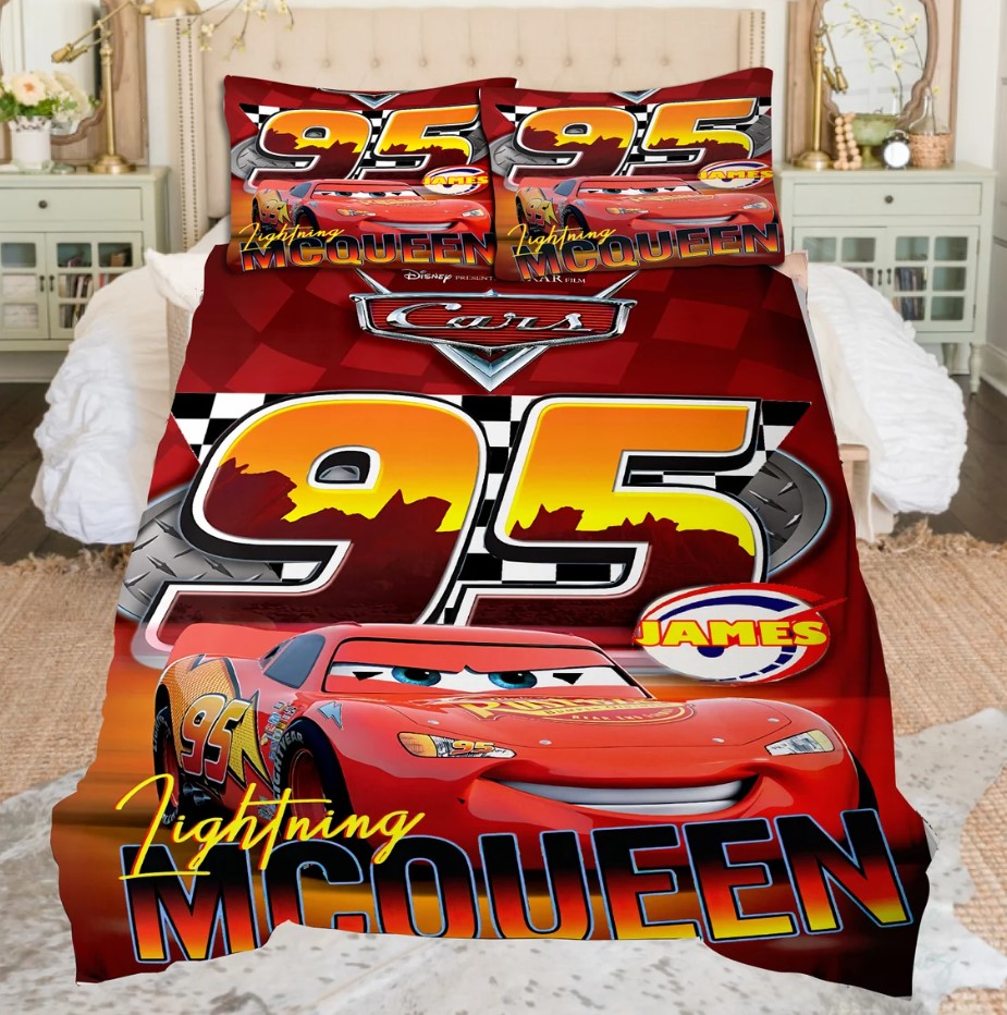 Personalized Cars 3 Lightning Mcqueen Bedding Set Cars Birthday Fleece Blanket Lightning Mcqueen Mater Theme Party Theme Party